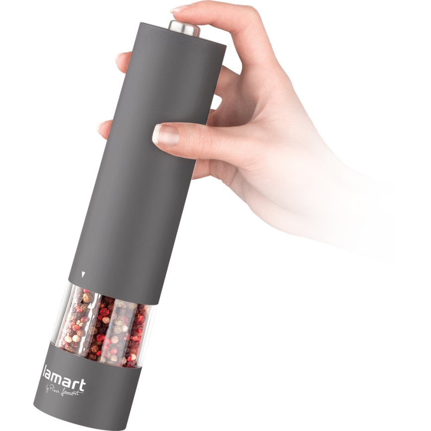 Lamart - Електричний млин для спецій 4xAA сірий