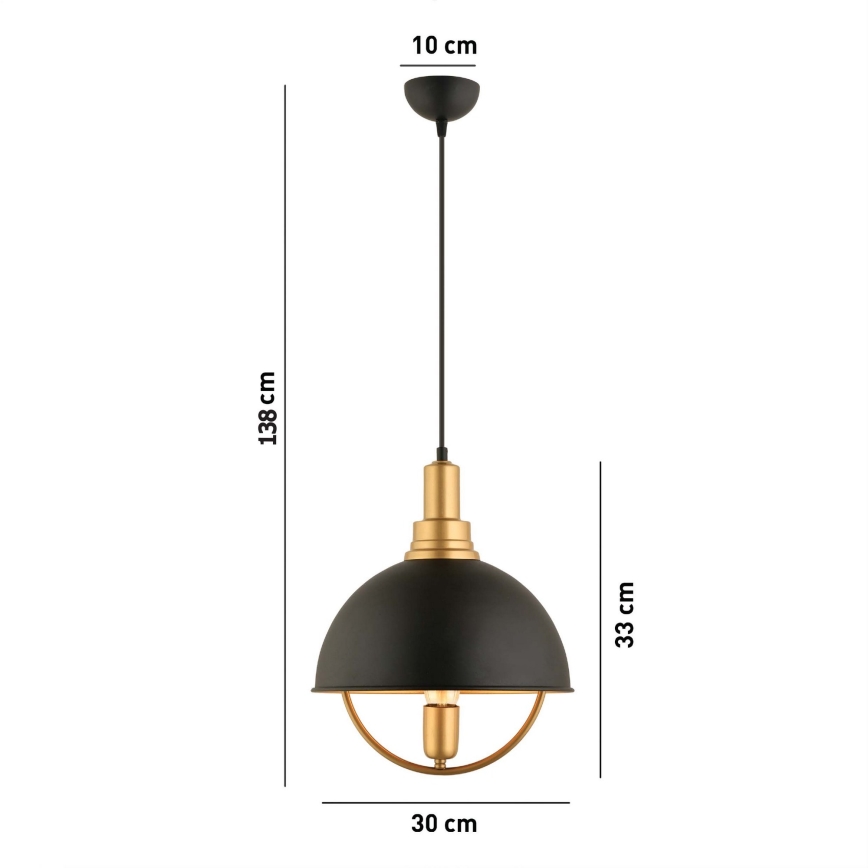 Лампа MONZA 1xE27/40W/230V, височина 30 см в черному/золотому