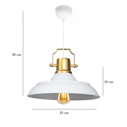 Лампа на окачване AYD 1xE27/40W/230V бяла/златна