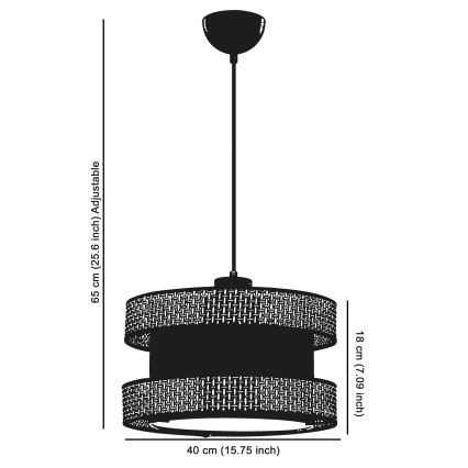 Лампа на проводі HALO 1xE27/60W/230V чорна/кремова