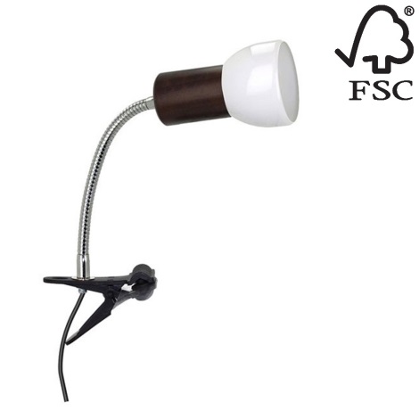 Лампа с зажимом SVENDA 1xE27/60W/230V бук - сертифицировано FSC