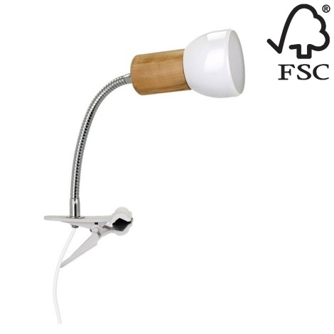 Лампа з затискачем SVENDA 1xE27/60W/230V береза – сертифіковано FSC