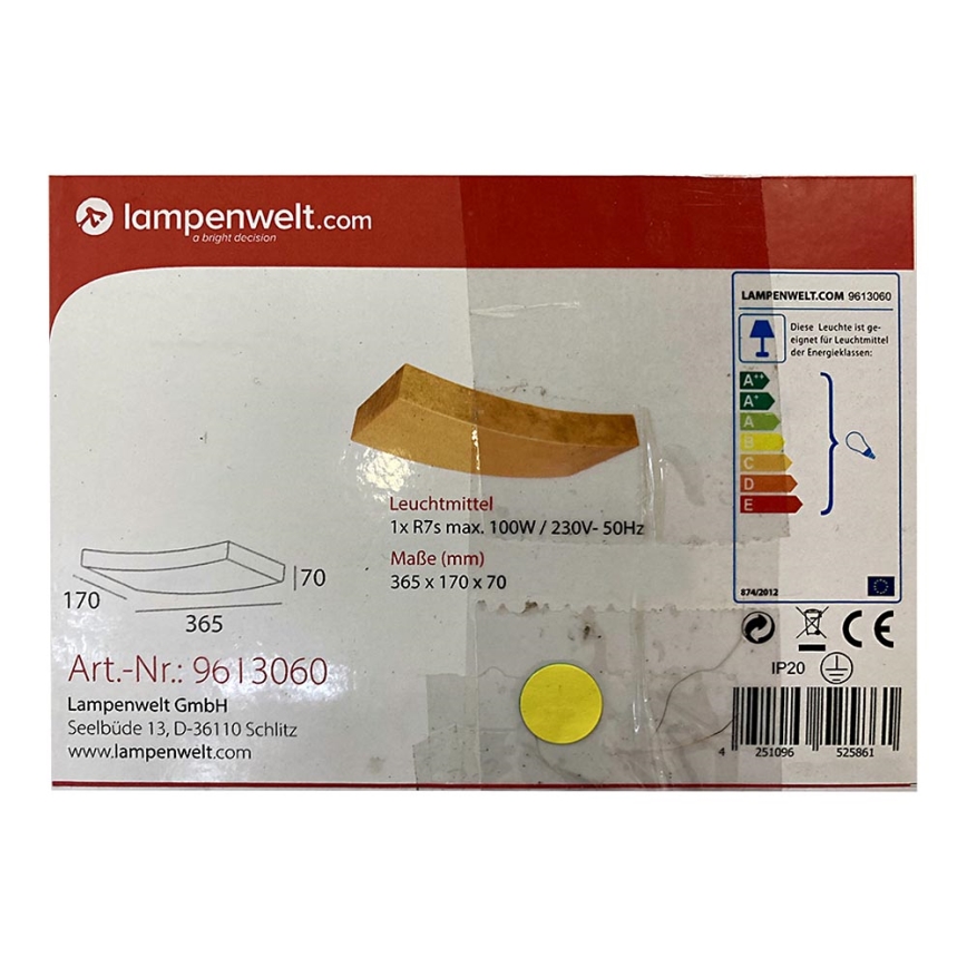 Lampenwelt - Настенный светильник BERRA 1xR7s/100W/230V