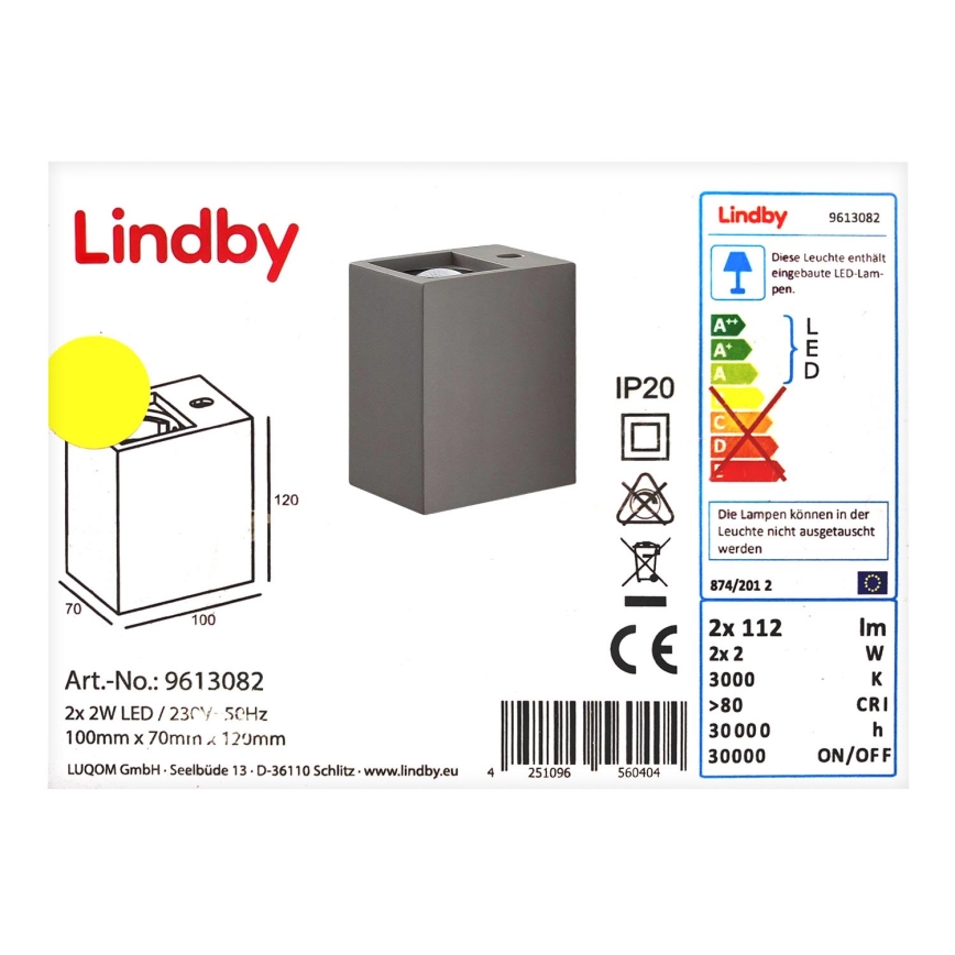 Lampenwelt - Светодиодный настенный светильник CATALEYA 2xLED/2W/230V