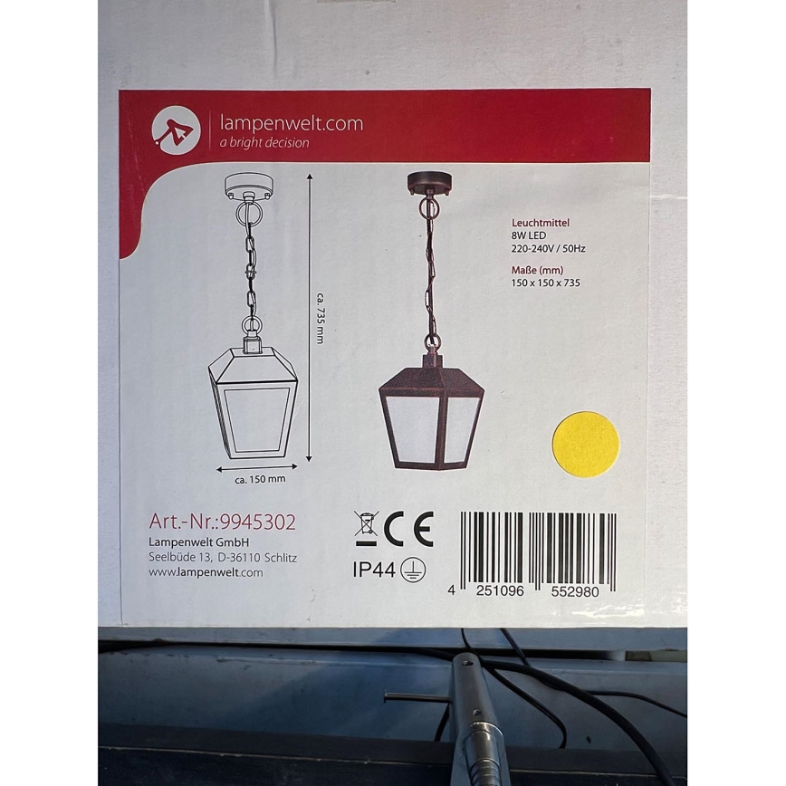 Lampenwelt - Світлодіодна вулична люстра на ланцюгу BENDIX LED/8W/230V IP44