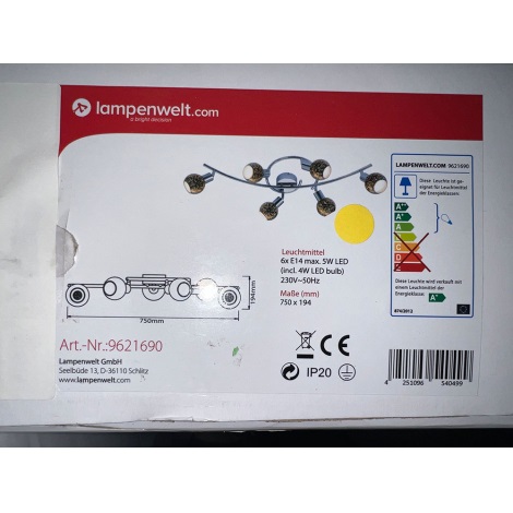 Lampenwelt - Світлодіодний точковий світильник 6xE14/4W/230V