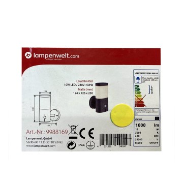 Lampenwelt - Вуличний світлодіодний світильник з датчиком LED/10W/230V IP44
