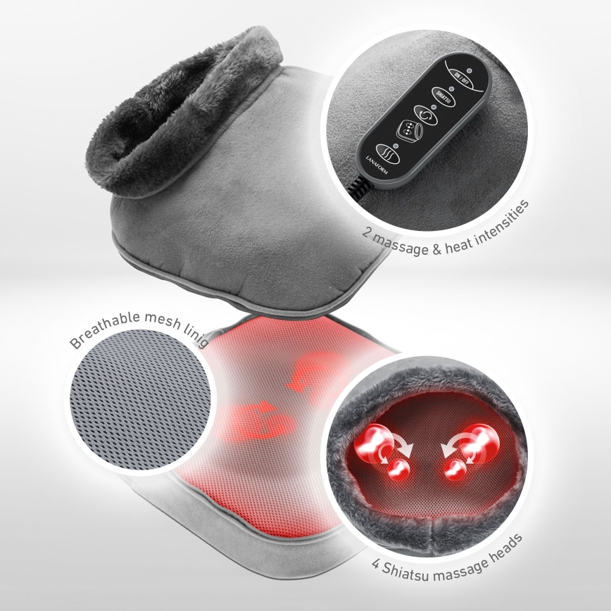 Lanaform - Електричний масажер для ніг 2 в 1 Шіацу 30W/230V