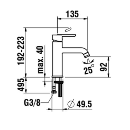 LAUFEN H3110810041201 - Смеситель для умывальника LUA 19,2 см блестящий хром
