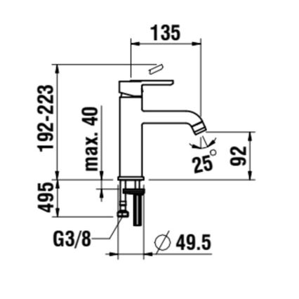 LAUFEN H3110810811201 - Змішувач для умивальника LUA 19,2 см титановий матовий чорний
