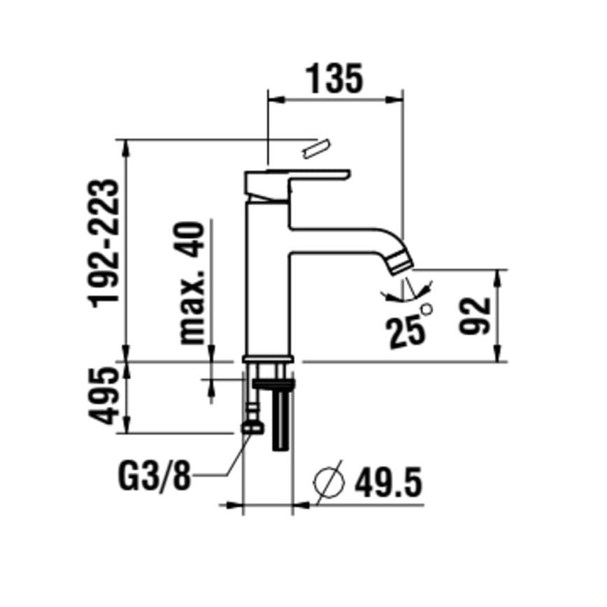 LAUFEN H3110810811201 - Змішувач для умивальника LUA 19,2 см матовий титановий чорний