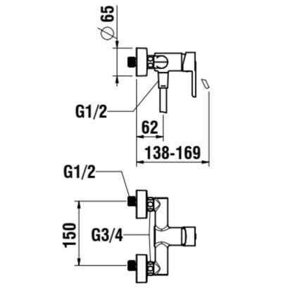 LAUFEN H3310810041311 - Душевой гарнитур со смесителем LUA блестящий хром