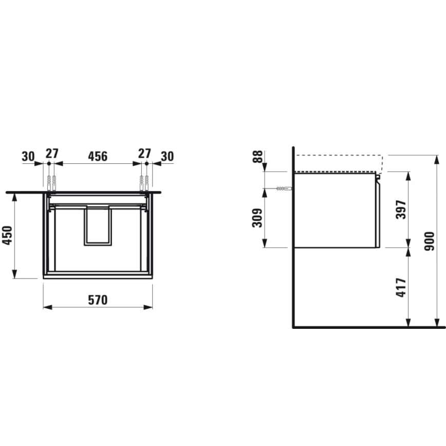LAUFEN H4833720964791 - Тумба під умивальник PRO 57 см, дуб