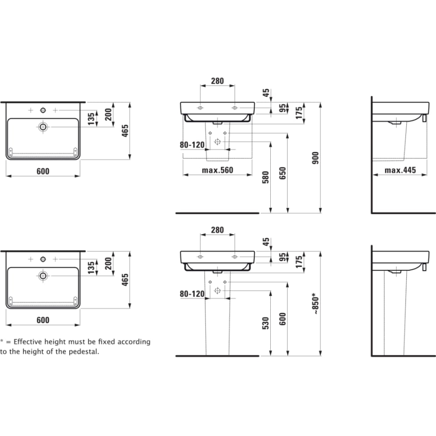 LAUFEN H8109630001091 - Умивальник накладний (на стільницю)/підвісний PRO 60x46,5 см кераміка/білий