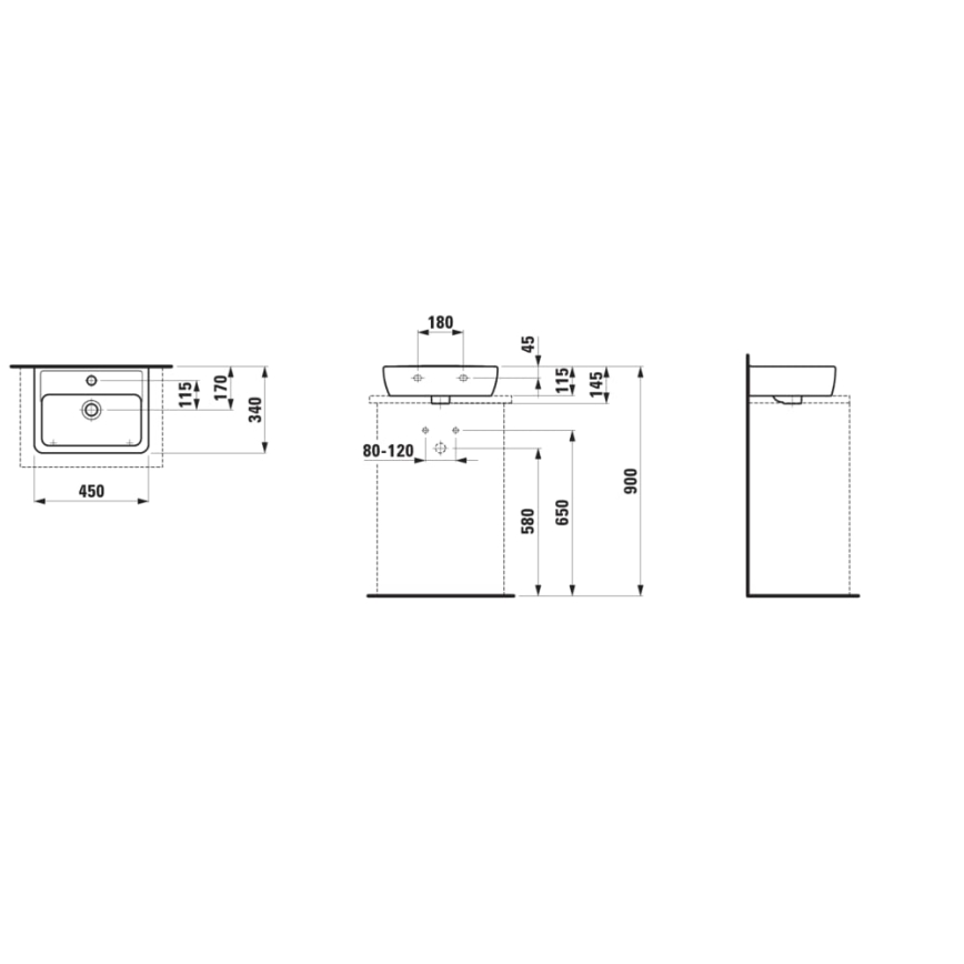 LAUFEN H8119520001041 - Умивальник накладний (на стільницю) PRO 45x34 см кераміка/білий