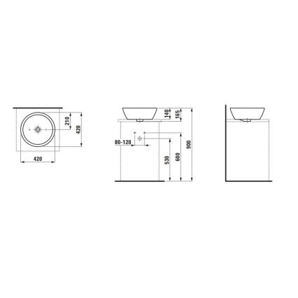 LAUFEN H8129620001091 - Раковина PRO для установки на столешницу, Ø 42 см, керамика/белая