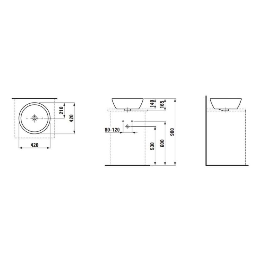 LAUFEN H8129620001091 - Умивальник накладний (на стільницю) PRO діаметр 42 см кераміка/білий