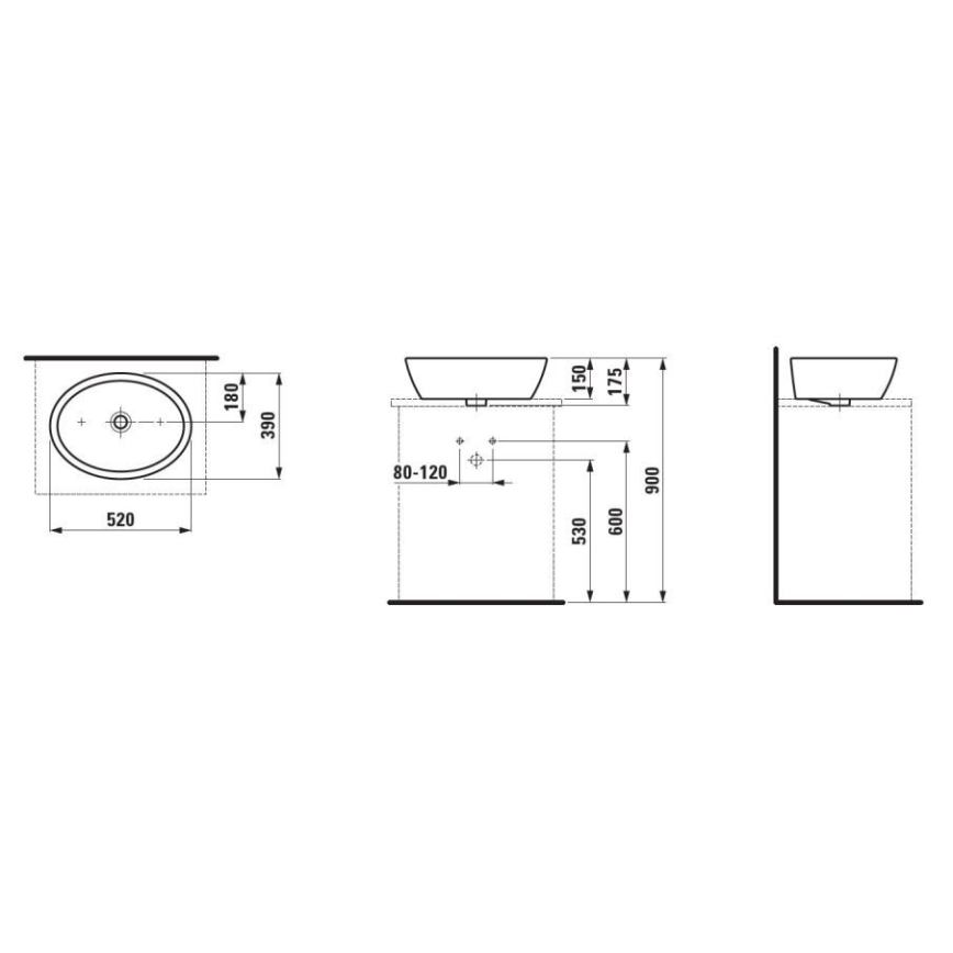LAUFEN H8129640001121 - Умивальник накладний (на стільницю) PRO 52x39 см кераміка/білий