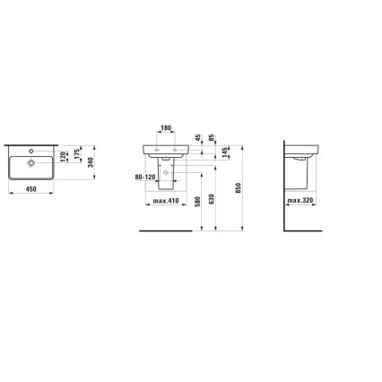 LAUFEN H8159610001041 - Раковина на столешницу/подвесная PRO 45x34 см керамика/белая