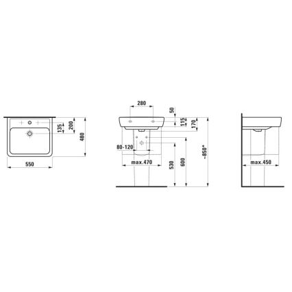LAUFEN H8189510001041 - Раковина на столешницу/стену PRO 55x48 см керамика/белый