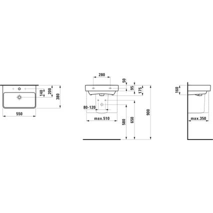 LAUFEN H8189580001041 - Раковина на столешницу/подвесная PRO 55x38 см керамика/белая
