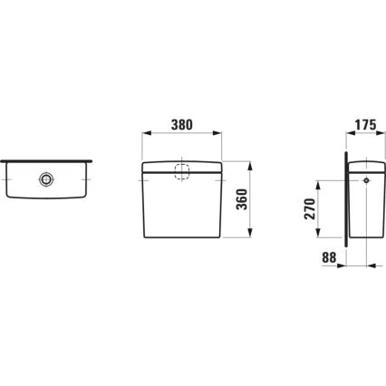 LAUFEN H8269520009721 - Смывной бачок PRO с боковым подключением, керамика/белый