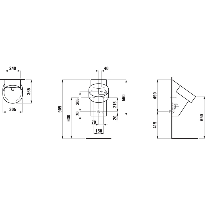 LAUFEN H8402860200001 - Писуар зі сенсором VAL 230V, заднє підведення, задній злив, кераміка, глянцевий чорний