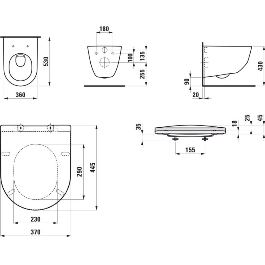 LAUFEN H8669530000001 - Підвісний унітаз PRO кераміка/білий + сидіння для унітазу SoftClose PRO дуропласт/біле