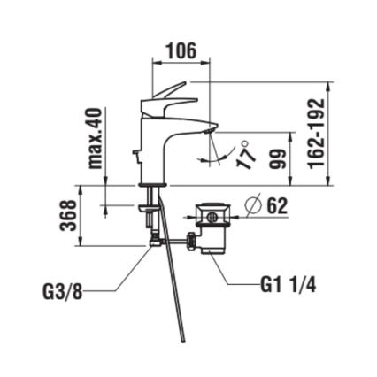 LAUFEN HF500701100000 - Смеситель для умывальника + слив с переливом LAURIN 16,2 см блестящий хром