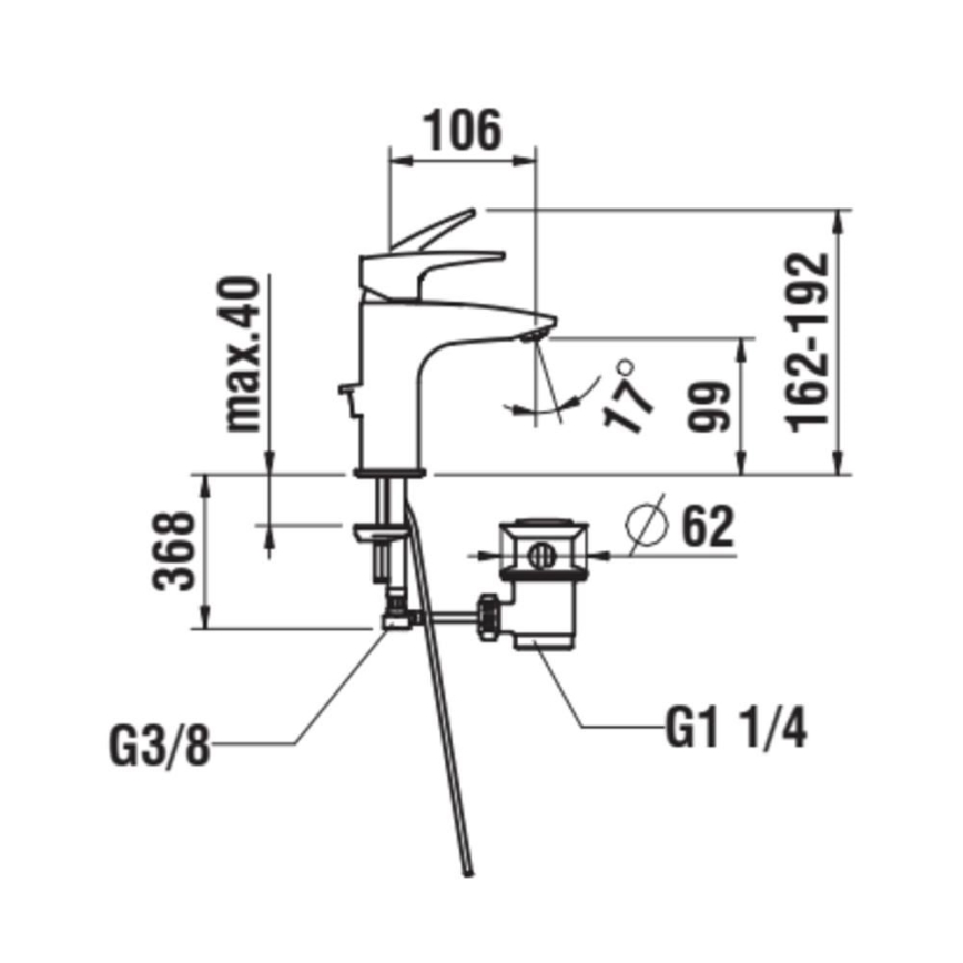 LAUFEN HF500701100000 - Змішувач для умивальника з переливом LAURIN 16,2 см, блискучий хром