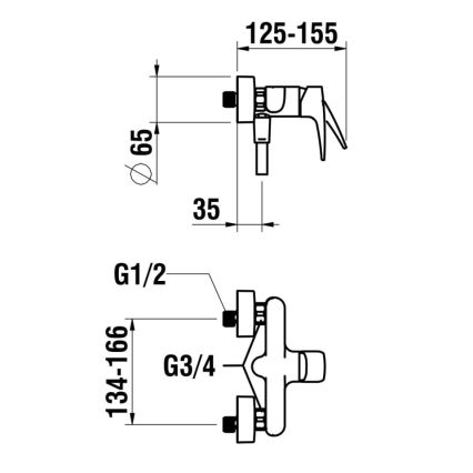 LAUFEN HF500750100600 - Душевой гарнитур со смесителем LAURIN блестящий хром