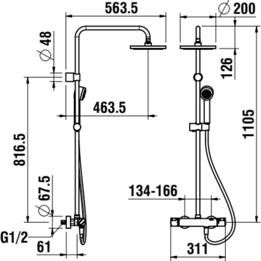 LAUFEN HF500957100600 - Душевой гарнитур с термостатическим смесителем CITYPRO блестящий хром