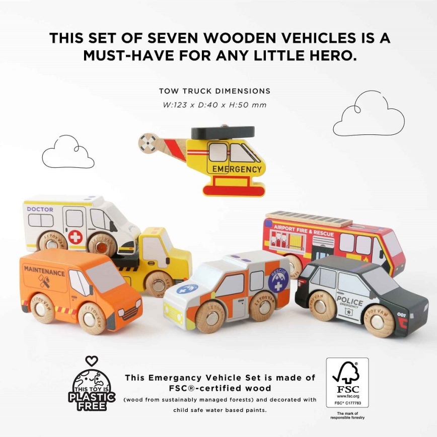 Le Toy Van - Набор спасательных машин с вертолетом