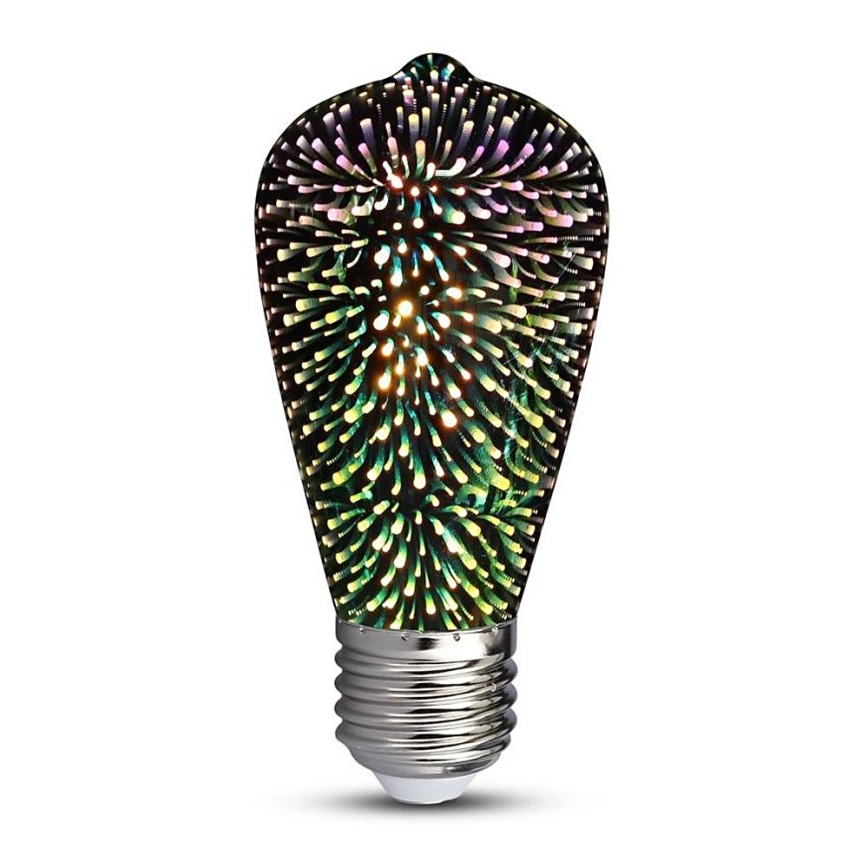 LED 3D Декоративна лампочка FILAMENT ST64 E27/3W/230V 3000K