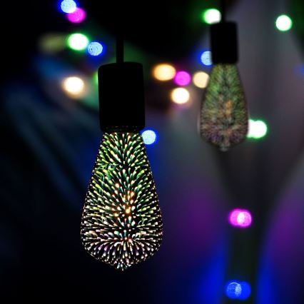 LED 3D Декоративна лампочка FILAMENT ST64 E27/3W/230V 3000K
