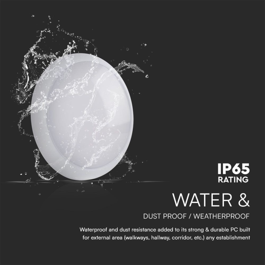 LED Аварійний стельовий світильник з датчиком LED/8W/16W/20W/230V IP65 3000/4000/6500K діаметр 32 см