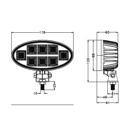 LED Автомобільна фара BLACK LED/160W/10-30V IP69 5700K овальний