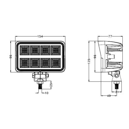 LED Автомобільна фара BLACK LED/160W/10-30V IP69 5700K прямокутний