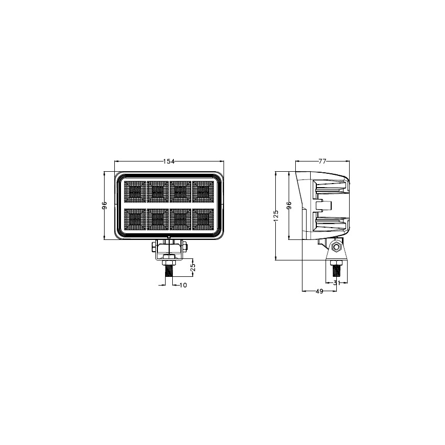 LED Автомобільна фара BLACK LED/160W/10-30V IP69 5700K прямокутний