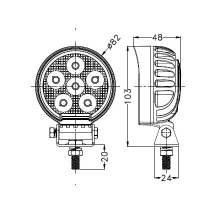 LED Автомобільна фара BLACK LED/24W/10-30V IP69 5700K круглий