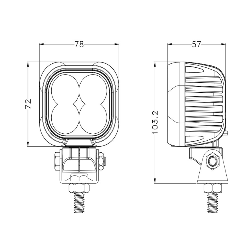 LED Автомобільна фара BLACK LED/40W/10-30V IP69 5700K квадратний