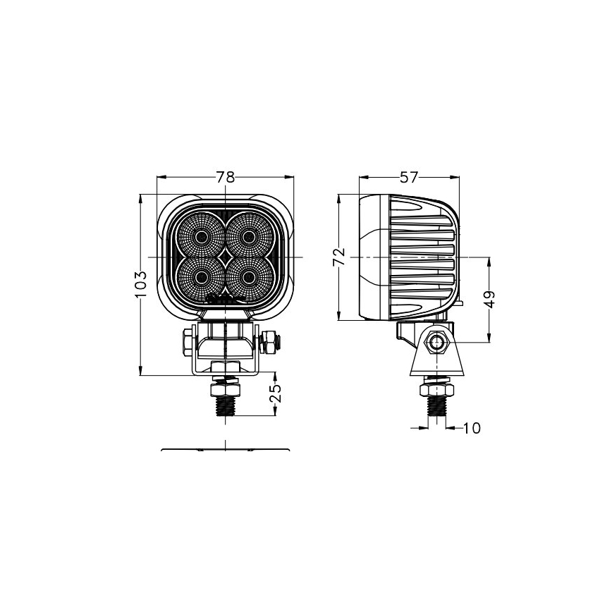 LED Автомобільна фара BLACK LED/40W/10-30V IP69 5700K квадратний