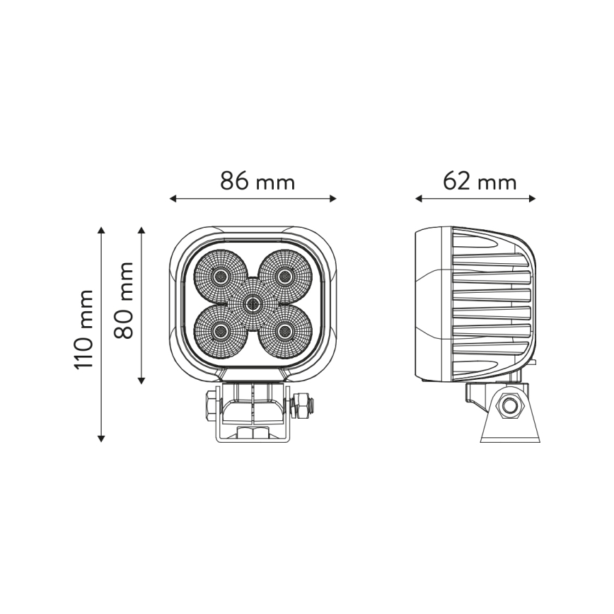 LED Автомобільна фара BLACK LED/50W/10-30V IP69 5700K квадратний