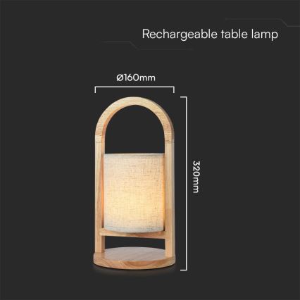 LED Акумуляторна сенсорна настільна лампа з регулюванням яскравості LED/1,5W/5V 3000K 1800mAh бежевий