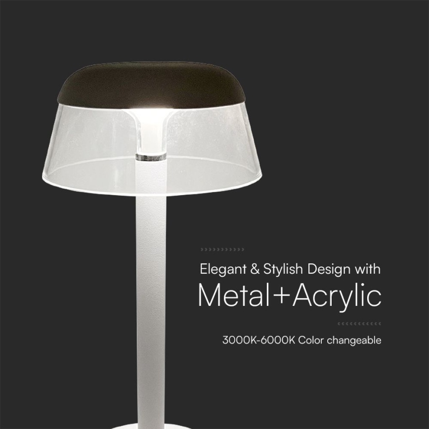 LED Акумуляторна сенсорна настільна лампа з регулюванням яскравості LED/3W/5V 3000-6000K 1800 mAh білий