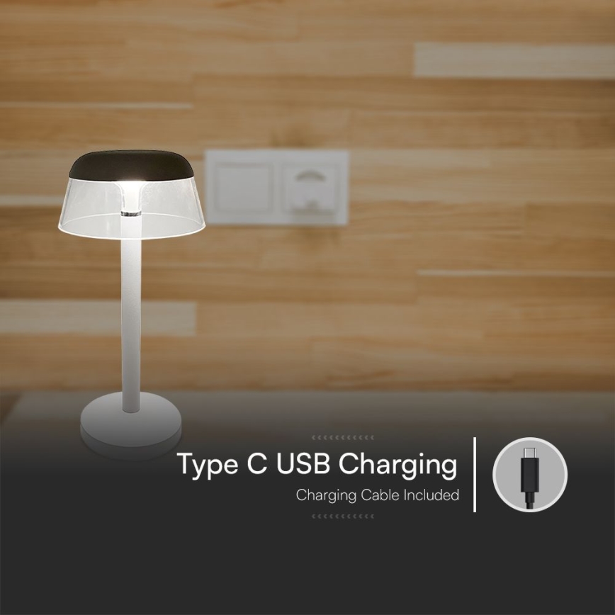 LED Акумуляторна сенсорна настільна лампа з регулюванням яскравості LED/3W/5V 3000-6000K 1800 mAh білий