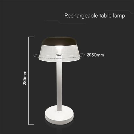 LED Акумуляторна сенсорна настільна лампа з регулюванням яскравості LED/3W/5V 3000-6000K 1800 mAh білий