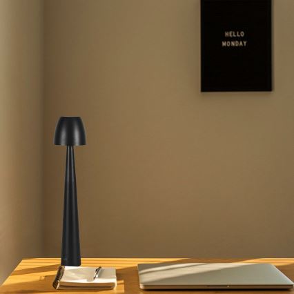LED Акумуляторна сенсорна настільна лампа з регулюванням яскравості LED/3W/5V 3000-6000K 1800 mAh чорний