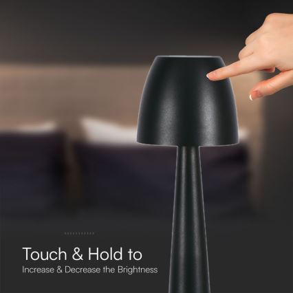 LED Акумуляторна сенсорна настільна лампа з регулюванням яскравості LED/3W/5V 3000-6000K 1800 mAh чорний
