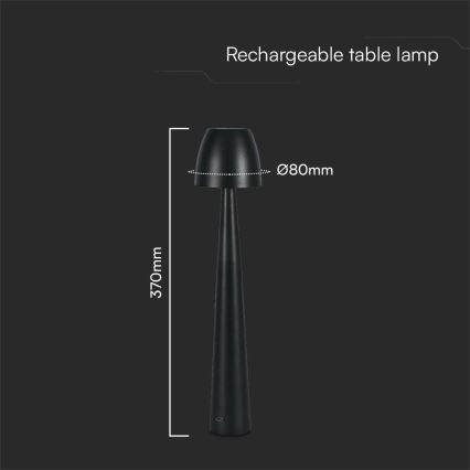 LED Акумуляторна сенсорна настільна лампа з регулюванням яскравості LED/3W/5V 3000-6000K 1800 mAh чорний